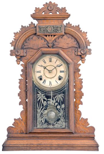 E. Ingraham & C;o. Bristol, Conn., "Ducat", 8 day, time and strike, spring brass movement shelf clock.
