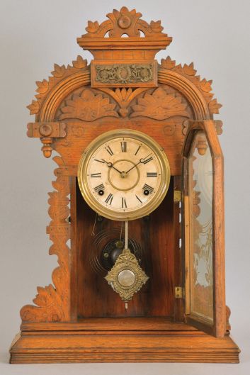 E. Ingraham & C;o. Bristol, Conn., "Ducat", 8 day, time and strike, spring brass movement shelf clock.