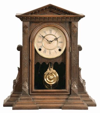 E. Ingraham & Co., Bristol, Conn., "Tontine", 8 day, time and strike, spring brass movement mantel clock.