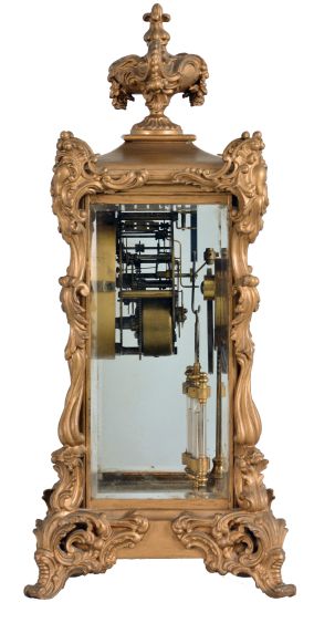 Ansonia Clock Co., New York, "Viceroy ", 8 day, time and strike, spring brass movement crystal regulator mantel clock.