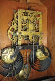 Chauncey Jerome, New Haven, Conn., shelf clock with a spring driven, 8 day fusee time and strike in a mahogany veneered case.