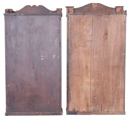 Clocks- 6 (Six): (1) David Dutton, Mount Vernon, New Hampshire, 30 hour, time and strike, weight wood movement quarter column & splat shelf clock, c1830; (2) Williams Orten, Prestons & Co., Farmington, Conn., 30 hour, time and strike, weight wood movement half column & splat shelf clock, c1832 (3) Putnam Bailey, Goshen, Conn., flat column & splat case, c1830 with later movement (4) Williams Orten, Prestons & Co., Farmington, Conn., 30 hour, time and strike, weight wood movement half column & splat shelf clock, c1832 (5) George Marsh & Co., Farmington, Conn., 30 hour, time and strike, weight wood movement half column & splat shelf clock, c1830 (6) George Marsh & Co., Farmington, Conn. Half column & splat case only, c1830