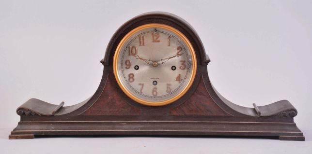 Clocks- 5 (Five): (1) Herschede Hall Clock Co., Cincinnati, OH. "No. 20" shelf clock with a spring driven, 8 day time and westminster strike movement in a dark wood case, c1920; (2) International Time Recording Co., Endicott, NY, hanging clock with a spring driven, 8 day double wind timepiece movement. (3) Store regulator with oak case only. (4) Store regulator with oak case only. (5) Waterbury Clock Co., Waterbury, Conn., "Stork" hanging clock with a spring driven 30 day timepiece movement in an oak case.