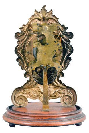 Coe & Co., New York, 30 hour, spring driven, embossed brass front "Paris" model shelf timepiece with Samuel N. Botsford