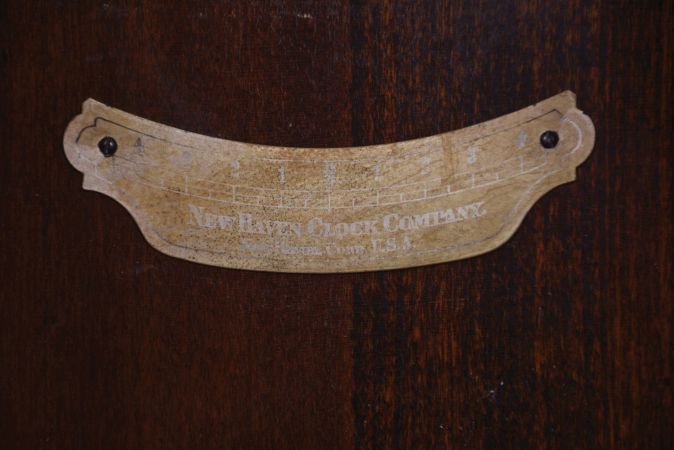 New Haven Clock Co., New Haven, Conn., "Saturn", 8 day, spring brass movement wall timepiece.