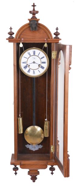 Ansonia Clock Co., New York, "Capitol", 8 day, double weight brass movement wall timepiece.