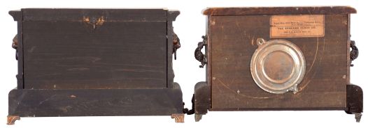Clocks- 10 (Ten) Mantel and Desk: Clocks include four black mantel clocks by Sessions, Waterbury, and Seth Thomas; flat and round top time and strike mantel clocks by Sessions and Gilbert; three metal and one wood case time only desk clocks.