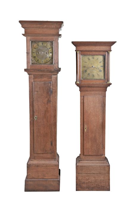Tall Clocks- 2 (Two) England, time and bell strike, weight driven: (1) Edw. Bates, Cuckfield, 30 hour; (2) 8 day, unsigned
