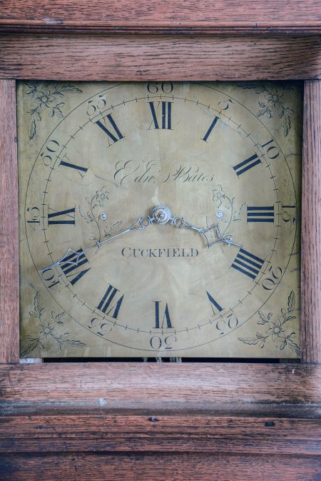 Tall Clocks- 2 (Two) England, time and bell strike, weight driven: (1) Edw. Bates, Cuckfield, 30 hour; (2) 8 day, unsigned
