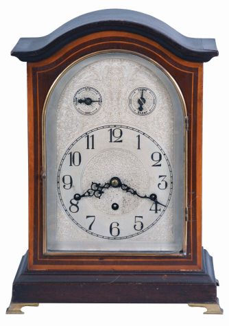 Germany, Kienzle, 8 day, time and strike, spring brass movement Westminster chime mantel clock.