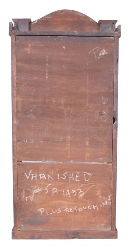 Norris North, Torrington, Conn., 30 hour, time and strike, weight wood movement column & splat shelf clock.