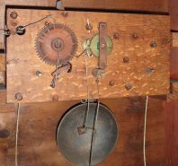 Norris North, Torrington, Conn., 30 hour, time and strike, weight wood movement column & splat shelf clock.