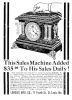 Loheide MFG. Co., St. Louis, Mo., "Automatic Sales Machine" clock and trade stimulator (often called a gambling clock). 8 day, time and token dispenser, spring driven in a black enameled wood case. The clock has a coin slot at the top. When a nickel was deposited, it triggered the strike train of the clock which drives a token dispensing system. A modified countwheel will dispense one, two, and on rare occasion, three tokens in the tray mounted to the side of the clock. Tokens were then exchanged for small items at the retail location.