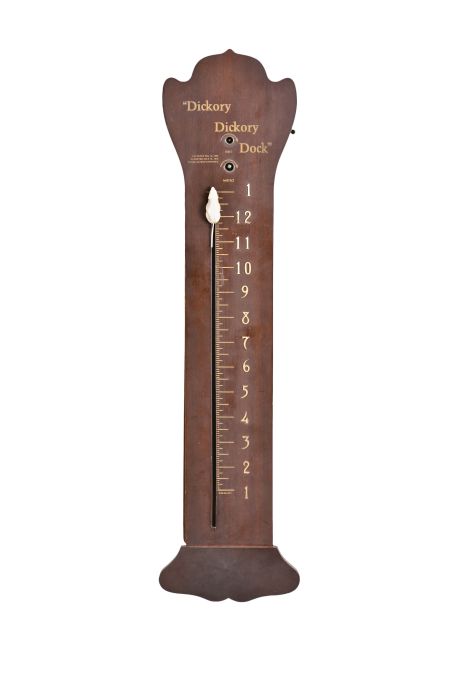 Horolovar Co.,New York, New York, Charles Terwilliger, reproduction "Hickory Dickory Dock" novelty wall clock, 8 day, time and strike with bell on the hour and mouse running hour track to indicate time