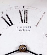 Clocks- 13 (Thirteen) American: two 19th century cottage models, plus later alarm clocks and desk timepieces. Alarms include 6 from WWII, "War Alarms" as printed on the dials, four of these are in square, hard molded paper mache cases with original black finish. 4 mixed nickel plated alarms (one in a carriage style case) and a mid century Westclox Big Ben.