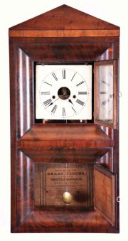 Forestville Mfg. Co., Bristol, Conn., DOUBLE OGEE, 2-weight shelf clock in mahogany, 8 day