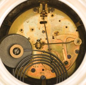 Ansonia Clock Co., New York, "Florida, with Group No. 1090", 8 day, time and strike, spring brass movement figural mantel clock.