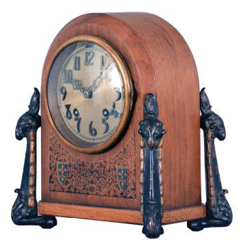 Chelsea Clock Co., Boston, Mass., 8 day, time and house strike spring brass lever movement desk clock. Serial No. 162806