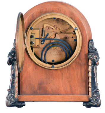Chelsea Clock Co., Boston, Mass., 8 day, time and house strike spring brass lever movement desk clock. Serial No. 162806