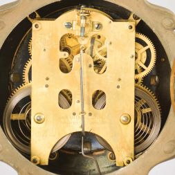 Ansonia Clock Co., New York, "Boar Hunter", 8 day, time and strike, spring brass movement mantel clock