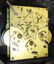 Ansonia Clock Co., New York, "Ansonia Banjo No. 3", 8 day, time and strike with Westminster chime spring brass movement banjo wall clock.