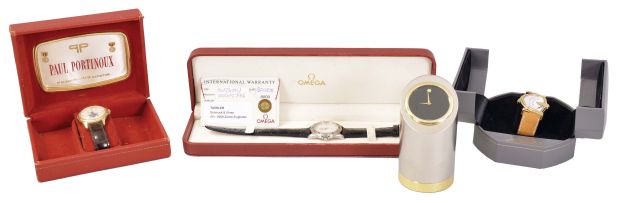 Wrist watches- 6 (Six): quartz and mechanical, the first an Omega 196.1201 Constellation" Cal 1532 quartz movement, stainless steel case, with associated box and papers, the next a Seiko ref. 7T32- 7E50 quartz chronograph with alarm stainless steel case and bracelet, with box, the next a Jean d