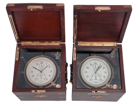 Chronometers- 2 (Two): both Elgin 600, both with three tier boxes, movements incomplete