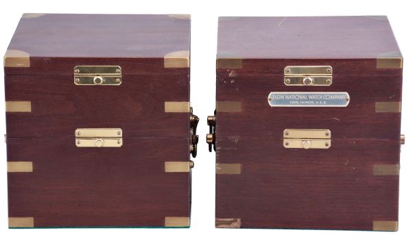 Chronometers- 2 (Two): both Elgin 600, both with three tier boxes, movements incomplete