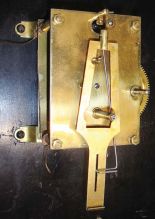 William L. Gilbert Clock Co., Winsted, Conn., "Regulator No. 14", 8 day, weight brass movement wall timepiece.