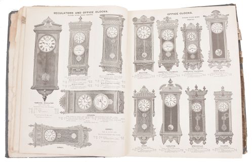 Material Catalogs- 2 (Two) Full Boxes: material catalogs featuring clocks, jewelery, parts, tools and consumer goods. Companies represented include: E. & J. Swigart Co., Swartchild, Wallenstein-Mayer Co., C. & E. Marshall, Becken, Otto Young & Co., Benj. Allen & Co., Herr & Kline, William Volker & Co., and many others.