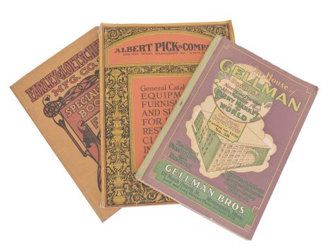 Material Catalogs- 2 (Two) Full Boxes: material catalogs featuring clocks, jewelery, parts, tools and consumer goods. Companies represented include: E. & J. Swigart Co., Swartchild, Wallenstein-Mayer Co., C. & E. Marshall, Becken, Otto Young & Co., Benj. Allen & Co., Herr & Kline, William Volker & Co., and many others.