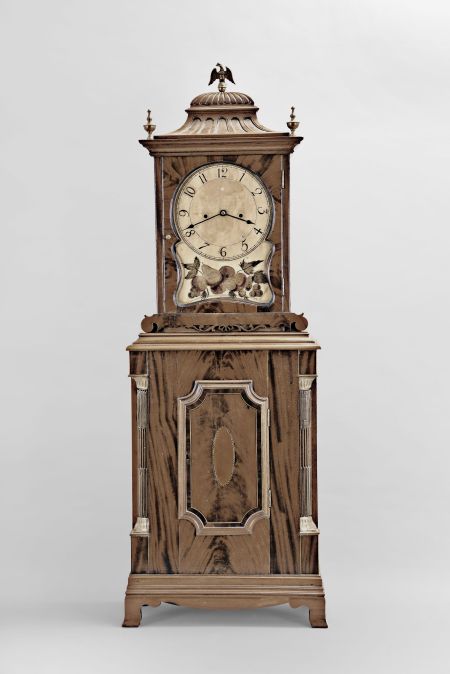 Unknown, Massachusetts, 8 day, time and strike weight-driven brass movement Mass. shelf clock.