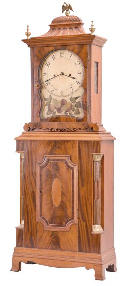 Unknown, Massachusetts, 8 day, time and strike weight-driven brass movement Mass. shelf clock.