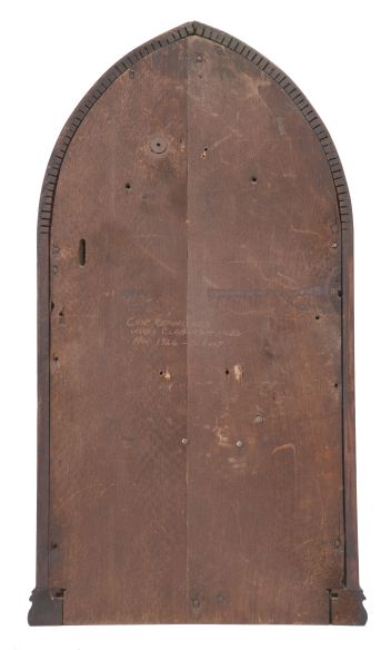 Forestville Manufacturing Co., Bristol, Conn., (J.C. Brown), 8 day, time and strike spring brass movement ripple molding round gothic or beehive shelf clock.