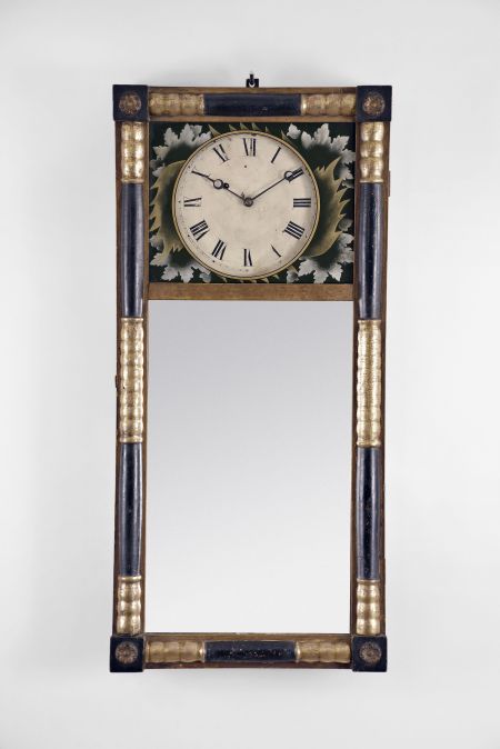 Abiel Chandler, Concord, New Hampshire, 8 day, weight brass movement New Hampshire mirror clock.