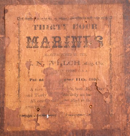Clocks- 4 (Four) Marine Lever: (1) E.N. Welch Manufacturing Co., Forestville, Conn., "Bismarck" Lever, 30 hour, time only, spring driven movement with lever escapement in a brass case, c1880; (2) E.N. Welch, Forestville, Conn., "Octagon Lever", 30 hour, time only, spring driven movement with lever escapement in a rosewood veneered case with painted metal dial, c1885; (3) Probably Welch, octagonal lever, 30 hour, time only, spring driven movement with lever escapement in a rosewood veneered case with painted metal dial, c1885; (4) S.E. Root, Bristol, Conn., marine lever, 30 hour, time only, spring driven movement in a turned walnut case with paper dial, c1875.