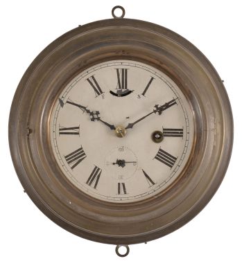 Clocks- 4 (Four) Marine Lever: (1) E.N. Welch Manufacturing Co., Forestville, Conn., "Bismarck" Lever, 30 hour, time only, spring driven movement with lever escapement in a brass case, c1880; (2) E.N. Welch, Forestville, Conn., "Octagon Lever", 30 hour, time only, spring driven movement with lever escapement in a rosewood veneered case with painted metal dial, c1885; (3) Probably Welch, octagonal lever, 30 hour, time only, spring driven movement with lever escapement in a rosewood veneered case with painted metal dial, c1885; (4) S.E. Root, Bristol, Conn., marine lever, 30 hour, time only, spring driven movement in a turned walnut case with paper dial, c1875.
