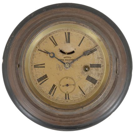 Clocks- 4 (Four) Marine Lever: (1) E.N. Welch Manufacturing Co., Forestville, Conn., "Bismarck" Lever, 30 hour, time only, spring driven movement with lever escapement in a brass case, c1880; (2) E.N. Welch, Forestville, Conn., "Octagon Lever", 30 hour, time only, spring driven movement with lever escapement in a rosewood veneered case with painted metal dial, c1885; (3) Probably Welch, octagonal lever, 30 hour, time only, spring driven movement with lever escapement in a rosewood veneered case with painted metal dial, c1885; (4) S.E. Root, Bristol, Conn., marine lever, 30 hour, time only, spring driven movement in a turned walnut case with paper dial, c1875.