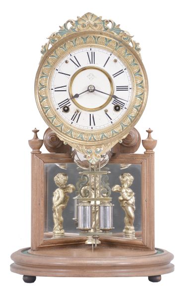 Ansonia Clock Co., New York, "Crystal Palace No. 2 Extra", 8 day, time and strike spring brass movement shelf clock.