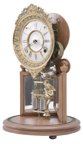 Ansonia Clock Co., New York, "Crystal Palace No. 2 Extra", 8 day, time and strike spring brass movement shelf clock.