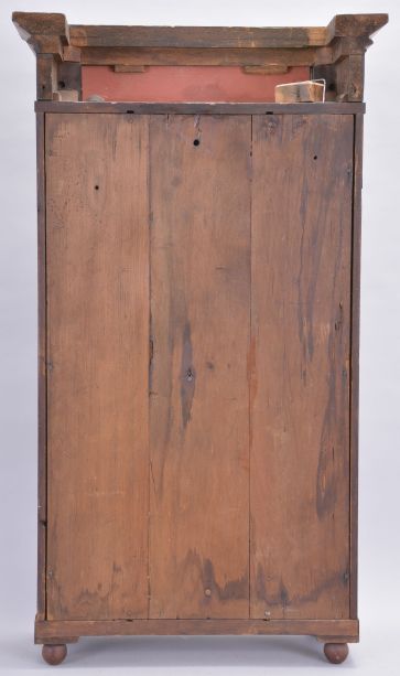 Clocks- 2 (Two): (1) Henry C. Smith, Bristol, Conn., 30 hour, time and strike weight wood movement reeded pilaster and cornice top shelf clock. c1835 (2) Jerome & Darrow, Bristol, Conn. 30 hour, time and strike, weight wood movement column & cornice shelf clock. c1830