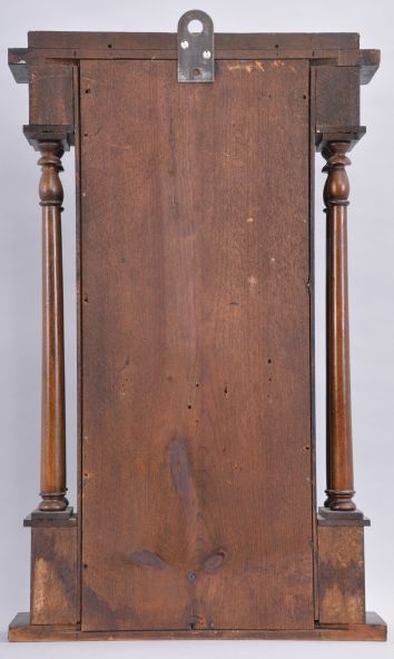 Clocks- 3 (Three) :,(1) Bloomer & Sperry, New York, 30 hour, time and strike weight brass movement 4-column and OG molding shelf clock. c1845 (2) Eli Terry, Jr., Terrysville, Conn., 8 day, time and strike weight wood movement half column & eagle splat shelf clock. c1830 (3) David Dutton, Mount Vernon, New Hampshire, 30 hour, time, strike and alarm quarter column & splat shelf clock. c1830