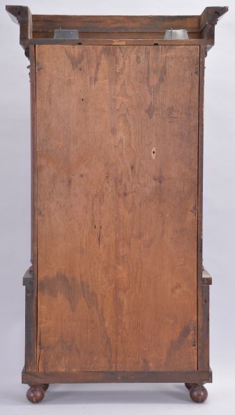 Clocks- 3 (Three) :(1) Forestville Mfg. Co., Bristol, Conn., 8 day, time and strike weight brass movement column & cornice shelf clock. c1850 (2) Henry Judd, Torrington, Conn., 30 hour, time and strike weight wood Torrington movement shelf clock. c1830. (3) Riley Whiting, Winchester, Conn., 8 day, time and strike weight wood movement column & cornice top shelf clock. c1830
