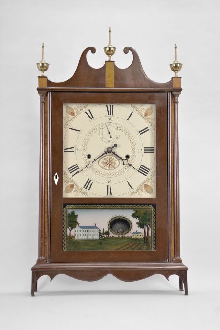 Seth Thomas, Plymouth, Conn., 30 hour, time and strike weight wood movement off center pillar & scroll shelf clock.