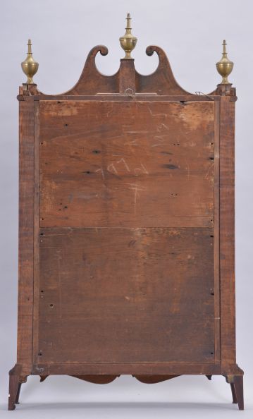 Eli Terry, Plymouth, Conn., 30 hour, time and strike weight wood movement outside escapement model 3 pillar & scroll shelf clock.