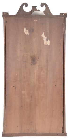 Ives & Lewis, Bristol Conn., 30 hour, time and strike weight seat board wood roller pinion movement reeded pilaster and scroll top shelf clock.