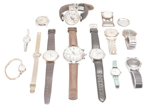 Wrist watches- 11 (Eleven), makers including Omega, Tissot, Elgin, and others, Omega references including a Seamaster 14701- 2, a mid 20th century automatic 2582- 5, and a Constellation 198- 003 Electronic, and more
