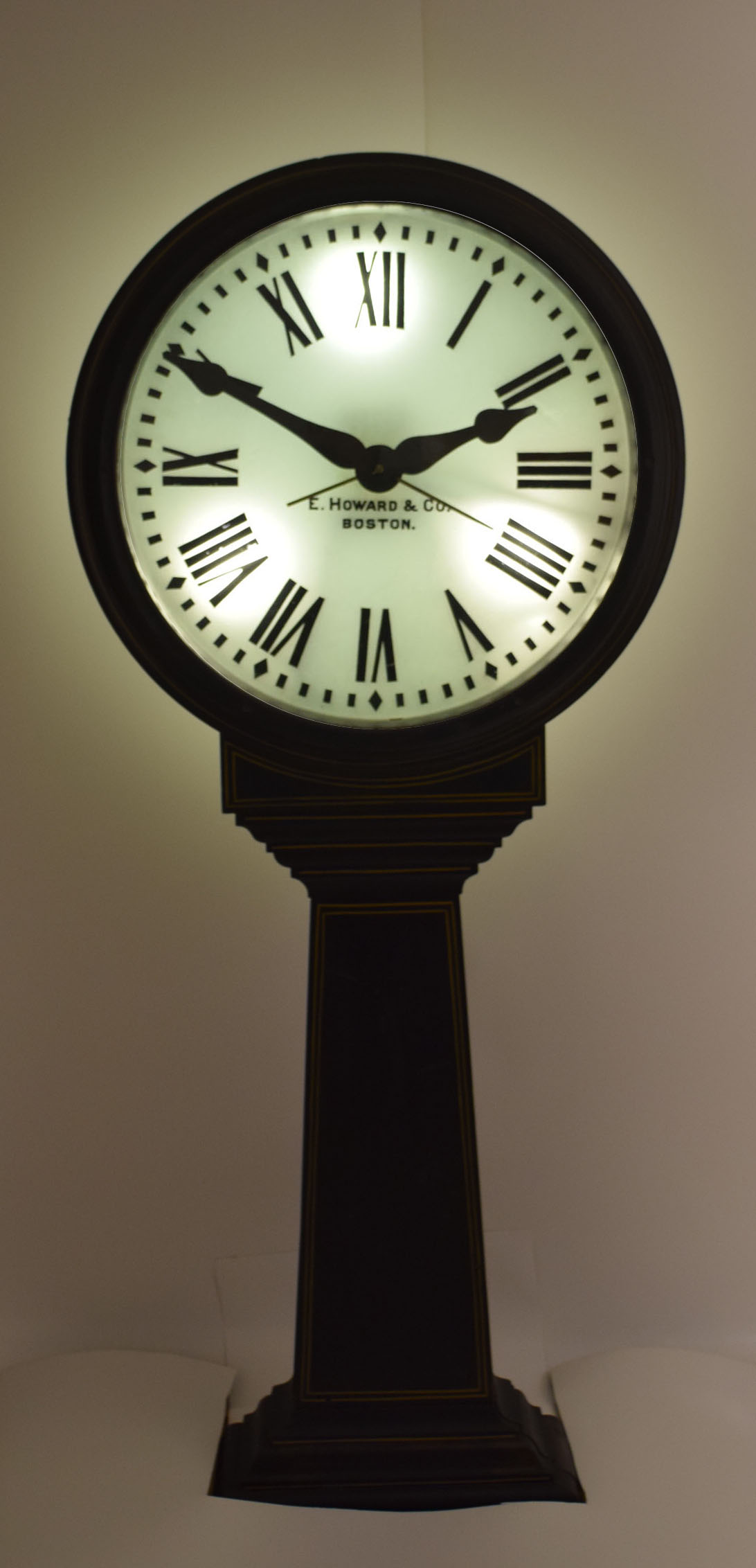 E. Howard public clock with frosted backlit dials