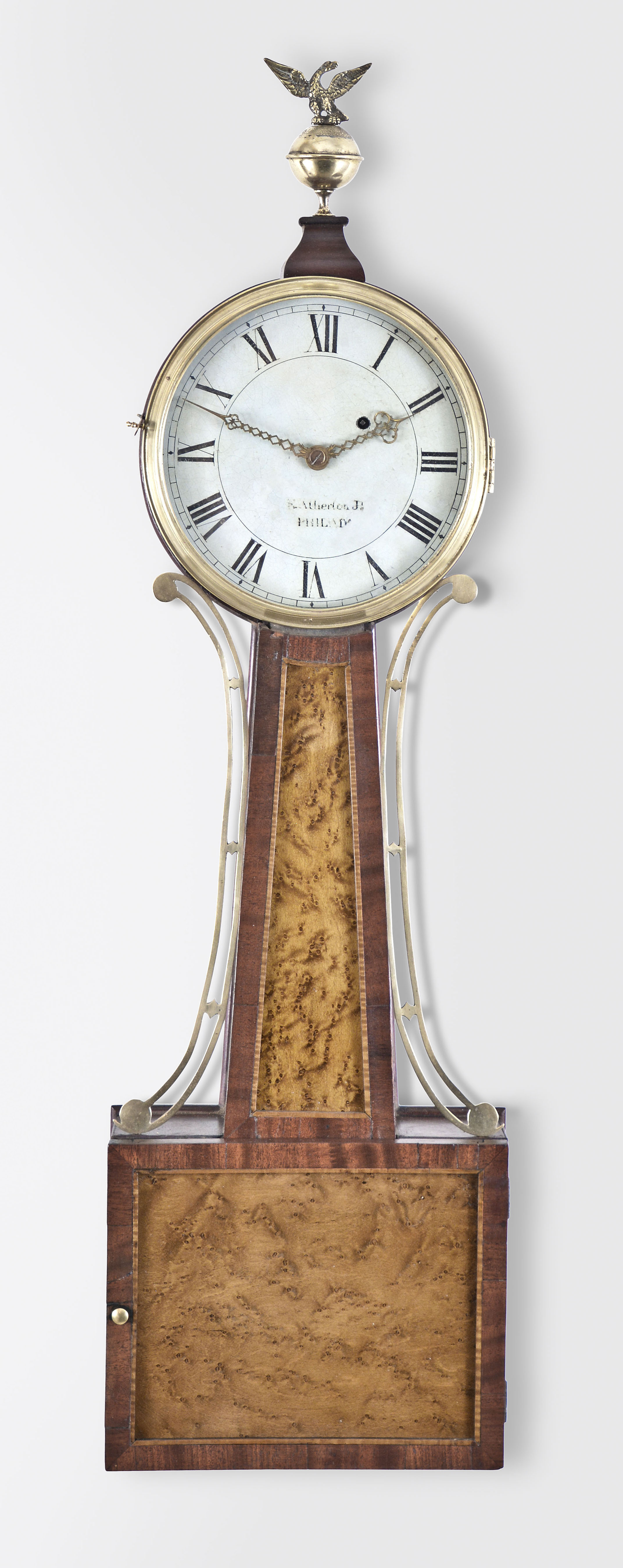 Nathan Atherton, Jr., Philadelphia, Penn., 8 day, banjo clock.